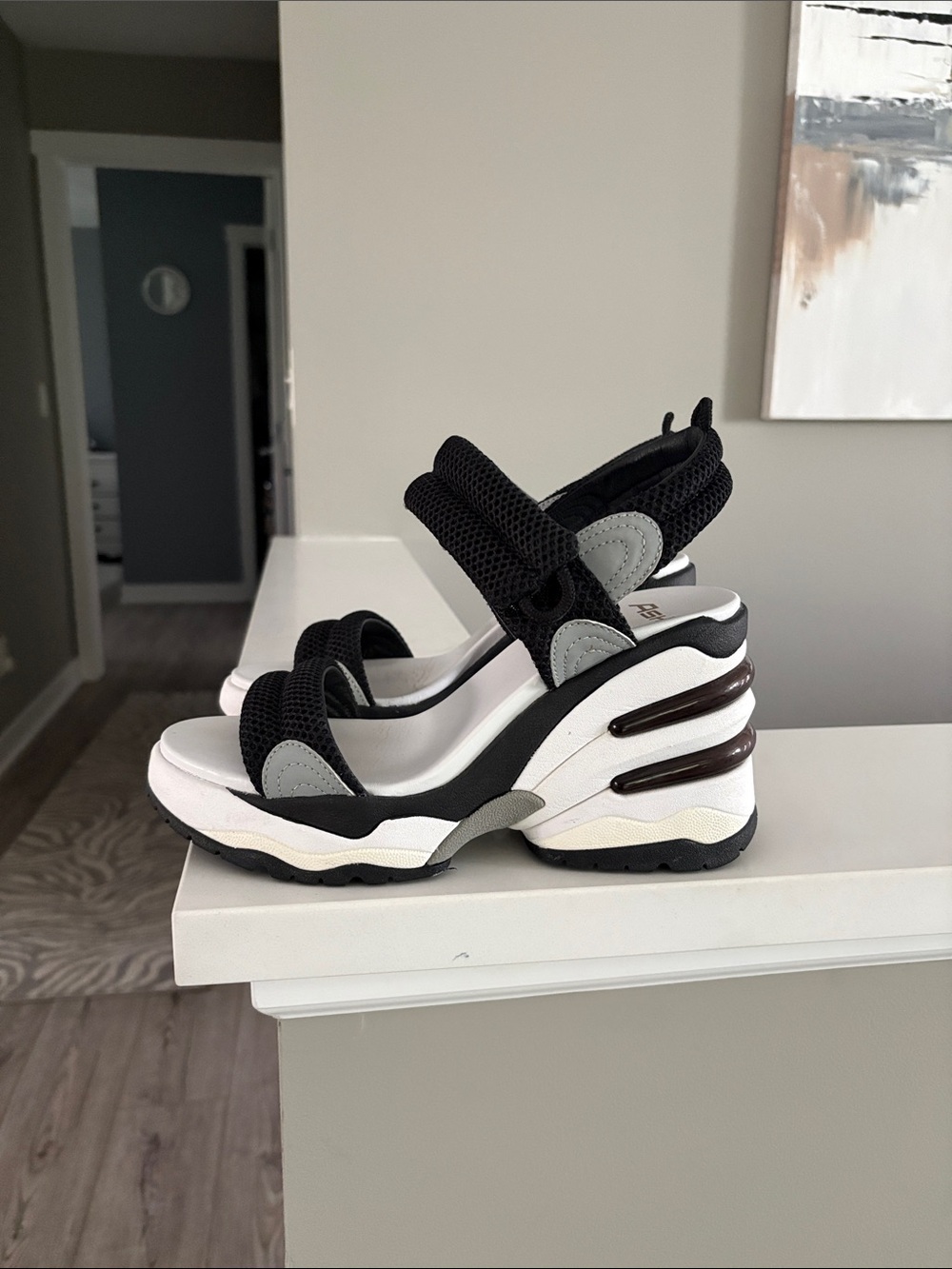 Ash Black and White Platform Sandals for Women